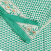 Sanskriti Vintage Sarees Ivory/Sea-Green Pure Cotton Printed Sari 5+yd Fabric