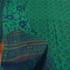 Sanskriti Vintage Sarees Green/Blue Pure Cotton Printed Sari 5+yd Craft Fabric