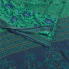 Sanskriti Vintage Sarees Green/Blue Pure Cotton Printed Sari 5+yd Craft Fabric