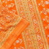 Sanskriti Vintage Sarees Orange 100% Pure Cotton Printed Sari 5+yd Craft Fabric