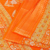 Sanskriti Vintage Sarees Orange 100% Pure Cotton Printed Sari 5+yd Craft Fabric