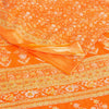 Sanskriti Vintage Sarees Orange 100% Pure Cotton Printed Sari 5+yd Craft Fabric