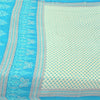 Sanskriti Vintage Sarees White/Blue Pure Cotton Printed Sari 5+yd Craft Fabric