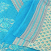 Sanskriti Vintage Sarees White/Blue Pure Cotton Printed Sari 5+yd Craft Fabric