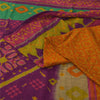 Sanskriti Vintage Sarees Saffron Pure Cotton Ikat Printed Sari 5+yd Craft Fabric