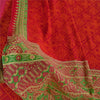 Sanskriti Vintage Sarees Red Bandhani Pure Cotton Printed Sari 5+yd Craft Fabric