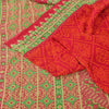 Sanskriti Vintage Sarees Red Bandhani Pure Cotton Printed Sari 5+yd Craft Fabric