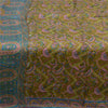 Sanskriti Vintage Green Printed Indian Sarees 100% Pure Silk Sari Craft Fabric