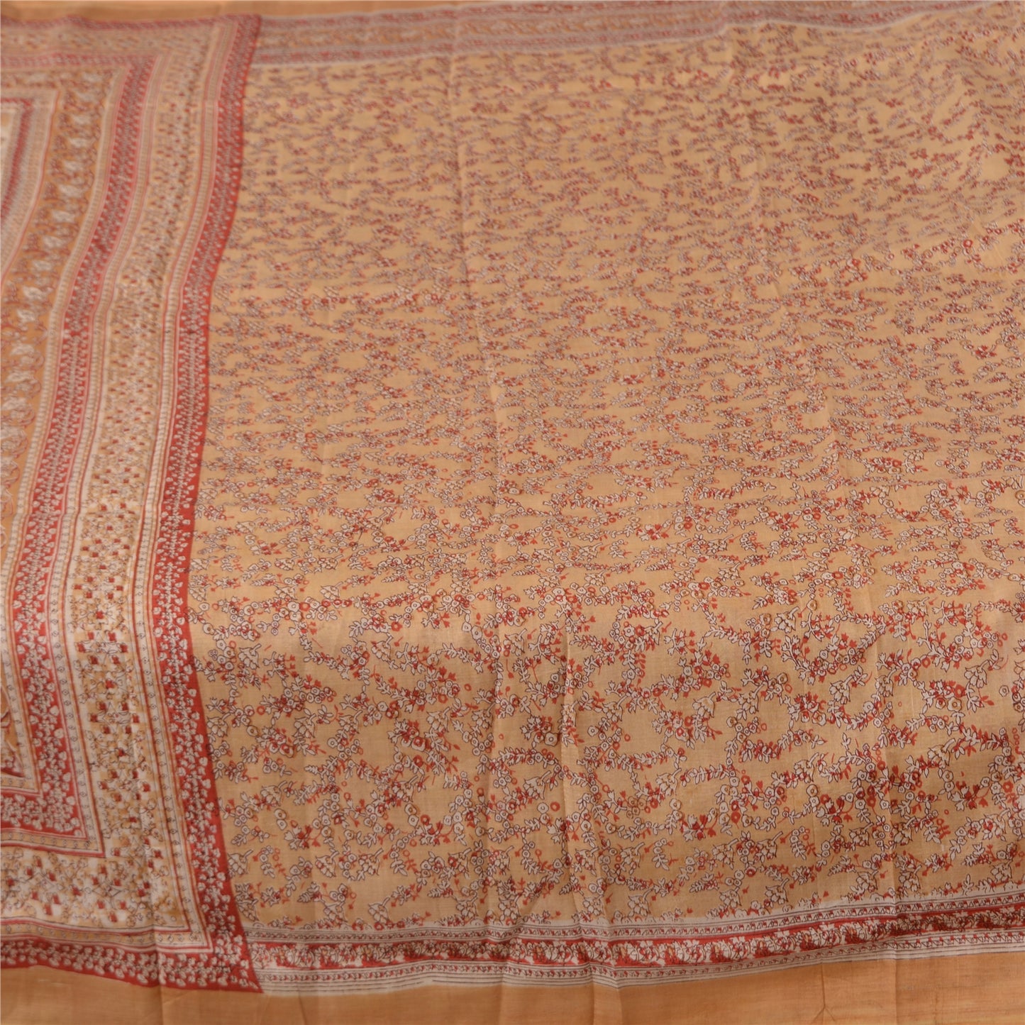 Sanskriti Vintage Sarees Pure Silk  Quilting Felting Craft Fabric Printed Sari