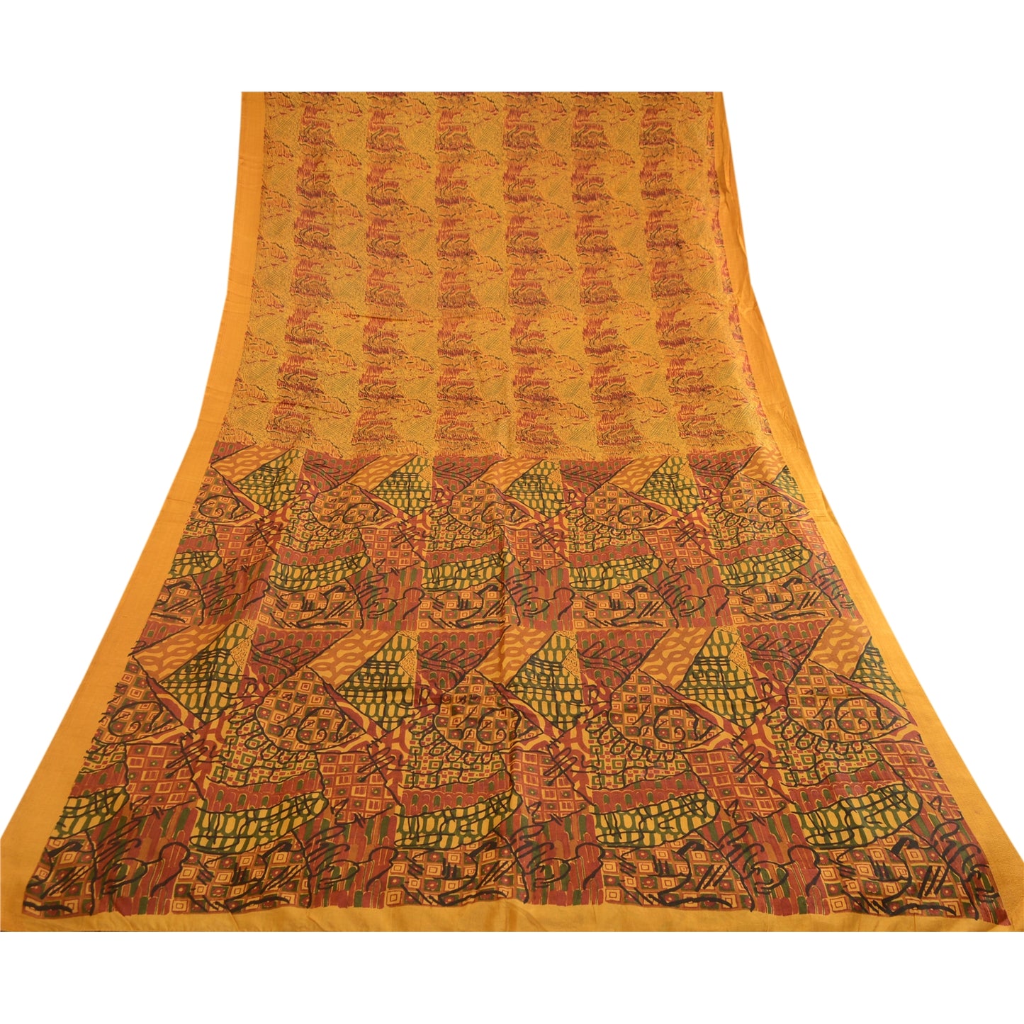 Sanskriti Vintage Sarees 100% Pure Silk Quilting Felting Craft Fabric Print Sari