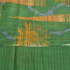 Sanskriti Vintage Sarees 5yd Green/Yellow Pure Silk Printed Sari 5ydCraft Fabric