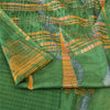 Sanskriti Vintage Sarees 5yd Green/Yellow Pure Silk Printed Sari 5ydCraft Fabric