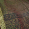 Sanskriti Vintage Sarees Green Pure Silk Printed Woven Border Sari Craft Fabric