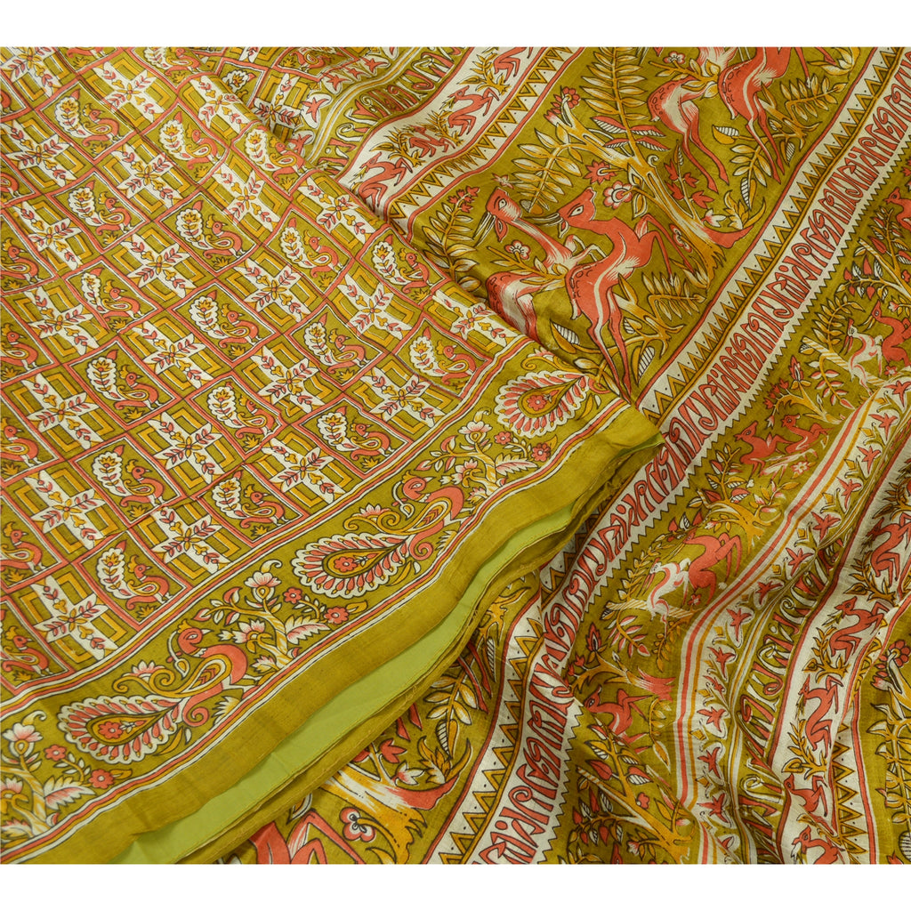 Sanskriti Vintage Sarees Pure Silk Quilting Felting Craft Fabric Printed Sari