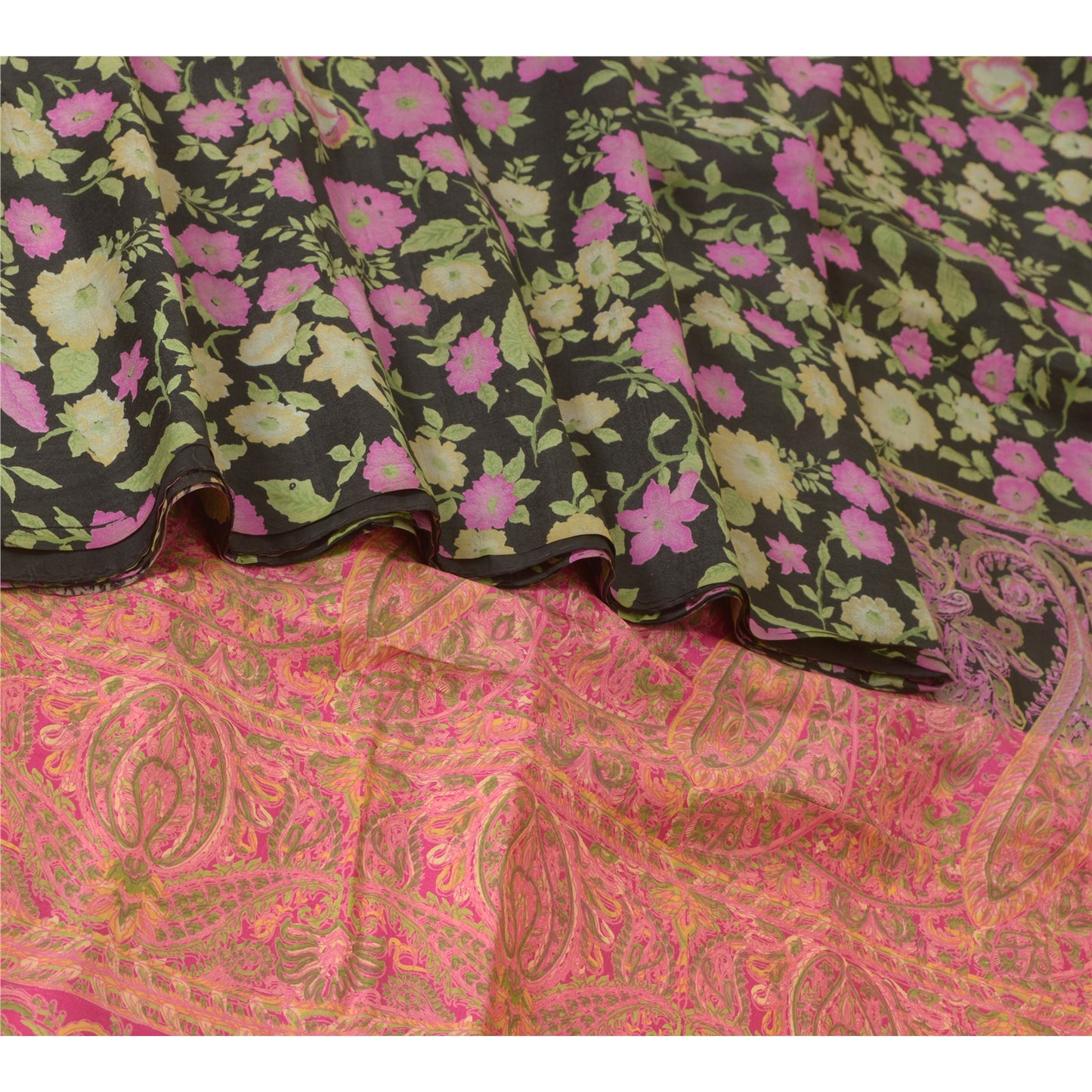 Sanskriti Vintage Sarees Quilting Felting Craft Fabric 100% Pure Silk Print Sari