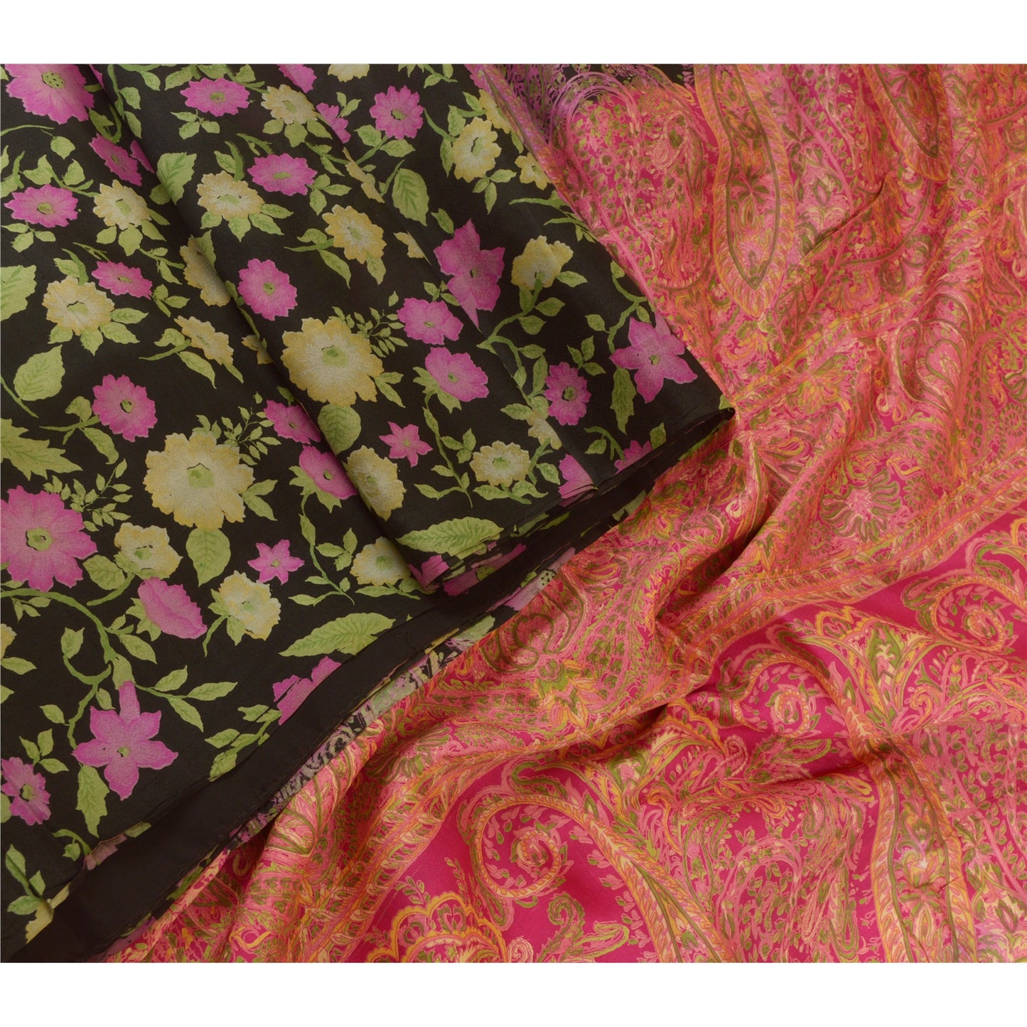 Sanskriti Vintage Sarees Quilting Felting Craft Fabric 100% Pure Silk Print Sari