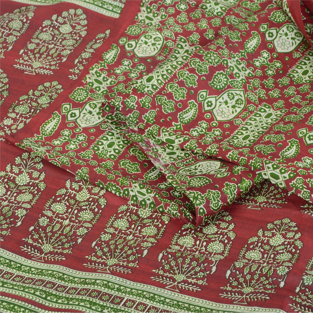 Sanskriti Vintage Sarees  5yd Quilting Felting Craft Fabric Pure Silk Print Sari