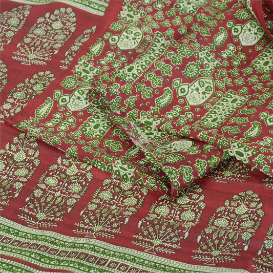 Sanskriti Vintage Sarees  5yd Quilting Felting Craft Fabric Pure Silk Print Sari