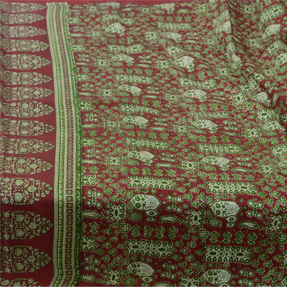 Sanskriti Vintage Sarees  5yd Quilting Felting Craft Fabric Pure Silk Print Sari