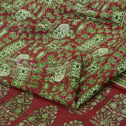 Sanskriti Vintage Sarees  5yd Quilting Felting Craft Fabric Pure Silk Print Sari