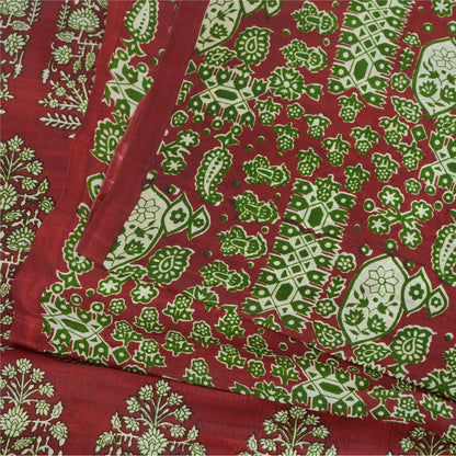 Sanskriti Vintage Sarees  5yd Quilting Felting Craft Fabric Pure Silk Print Sari