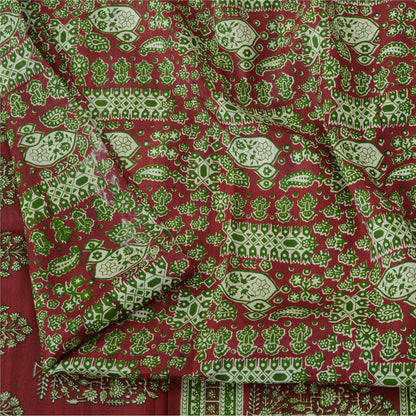 Sanskriti Vintage Sarees  5yd Quilting Felting Craft Fabric Pure Silk Print Sari