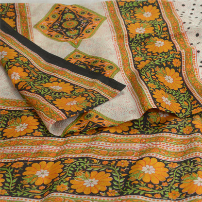 Sanskriti Vintage Sarees Pure Silk Quilting Felting Craft Fabric Printed Sari