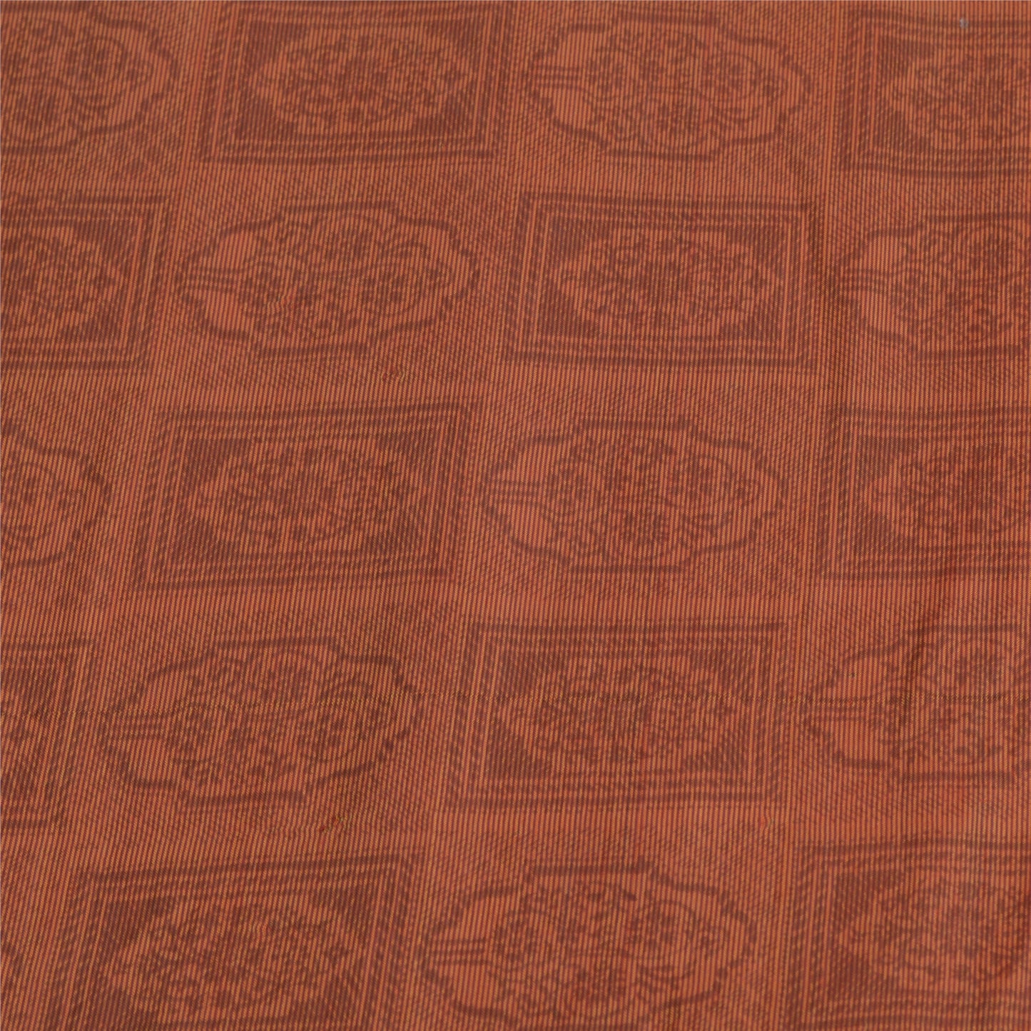 Sanskriti Vintage Brown Sarees 100% Pure Silk Printed Sari Craft 5 Yard Fabric