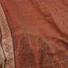 Sanskriti Vintage Brown Sarees 100% Pure Silk Printed Sari Craft 5 Yard Fabric