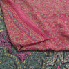 Sanskriti Vintage Pink/Green Sarees 100% Pure Silk Printed Sari 5yd Craft Fabric