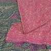 Sanskriti Vintage Pink/Green Sarees 100% Pure Silk Printed Sari 5yd Craft Fabric