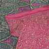 Sanskriti Vintage Pink/Green Sarees 100% Pure Silk Printed Sari 5yd Craft Fabric