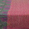 Sanskriti Vintage Pink/Green Sarees 100% Pure Silk Printed Sari 5yd Craft Fabric