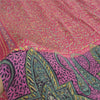 Sanskriti Vintage Pink/Green Sarees 100% Pure Silk Printed Sari 5yd Craft Fabric