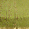 Sanskriti Vintage Sarees Green Printed Woven Border Pure Silk Sari Craft Fabric