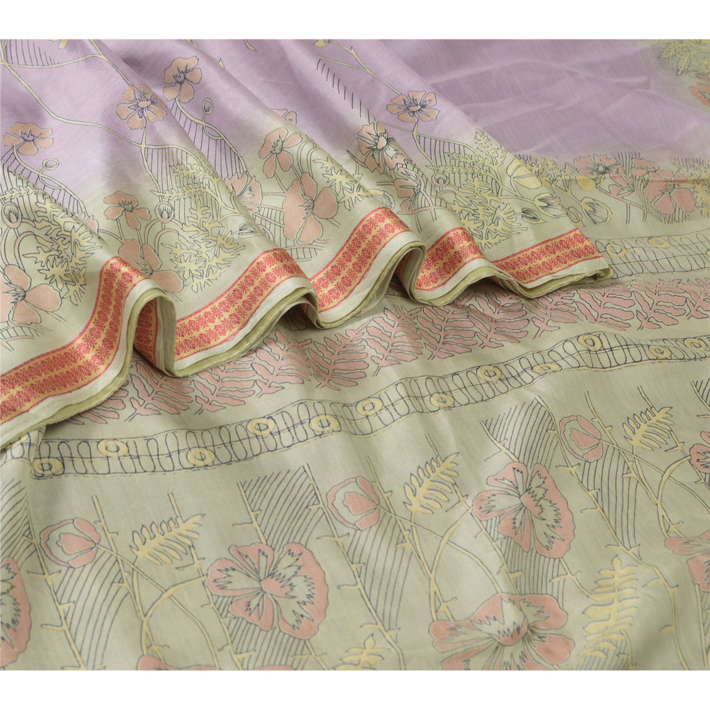 Sanskriti Vintage Sarees Pure Silk Quilting Felting Craft Fabric Printed Sari