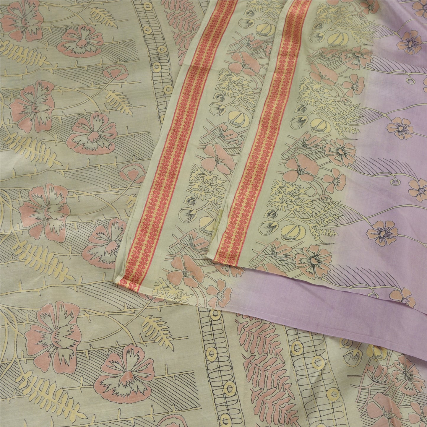 Sanskriti Vintage Sarees Pure Silk Quilting Felting Craft Fabric Printed Sari