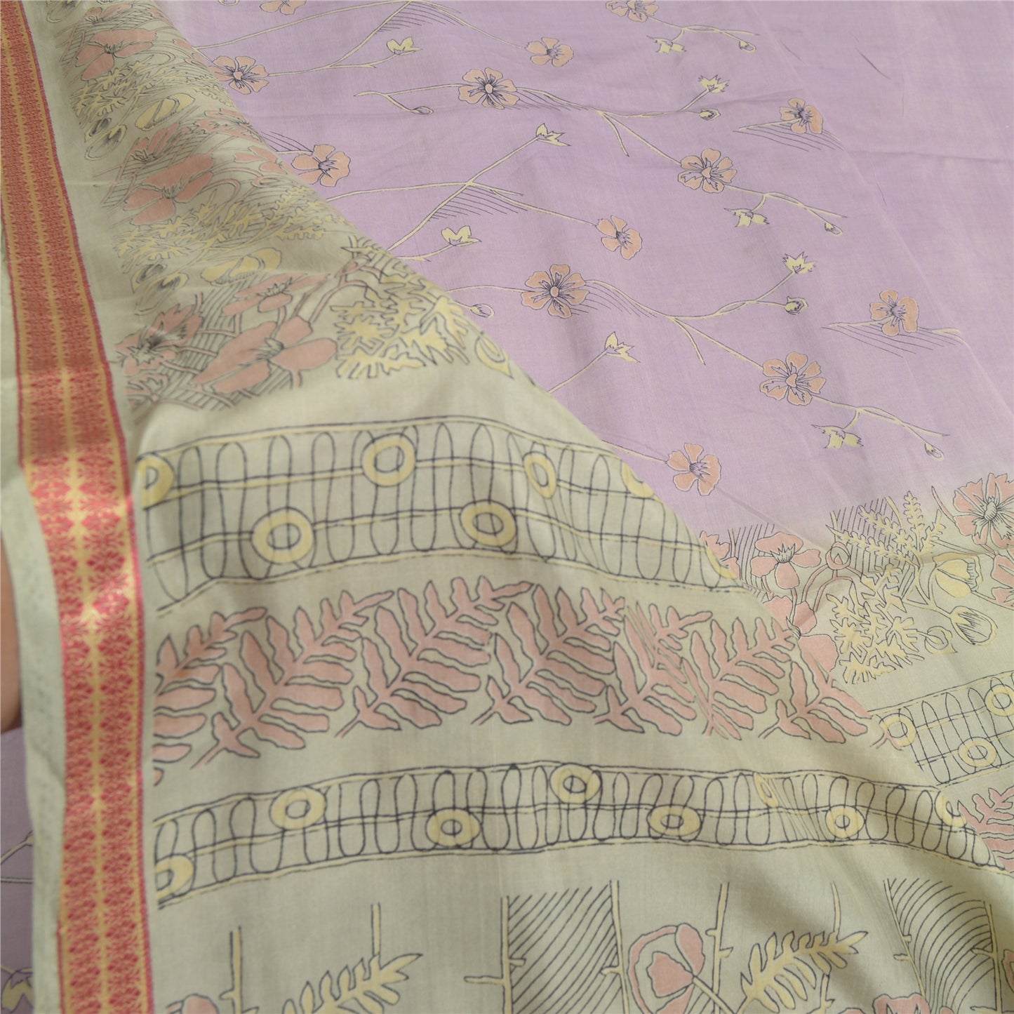 Sanskriti Vintage Sarees Pure Silk Quilting Felting Craft Fabric Printed Sari