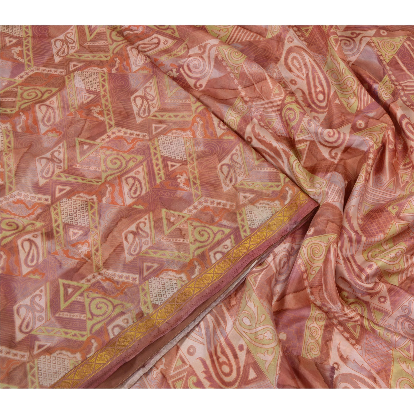 Sanskriti Vintage Sarees Pure Silk Quilting Felting Craft Fabric Printed Sari