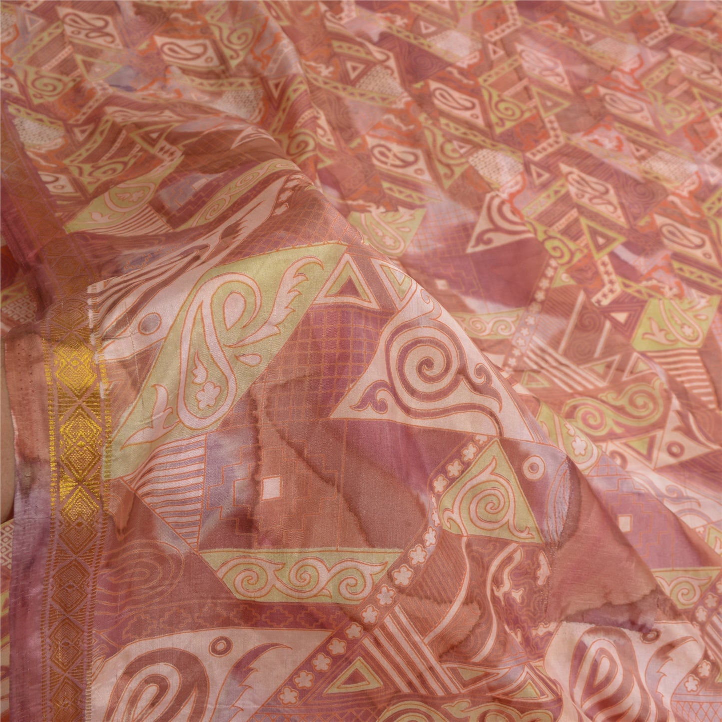 Sanskriti Vintage Sarees Pure Silk Quilting Felting Craft Fabric Printed Sari