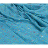 Sanskriti Vintage Sarees Blue 5yd Quilting Felting Craft Fabric Pure Cotton Sari