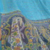 Sanskriti Vintage Sarees Blue 5yd Quilting Felting Craft Fabric Pure Cotton Sari