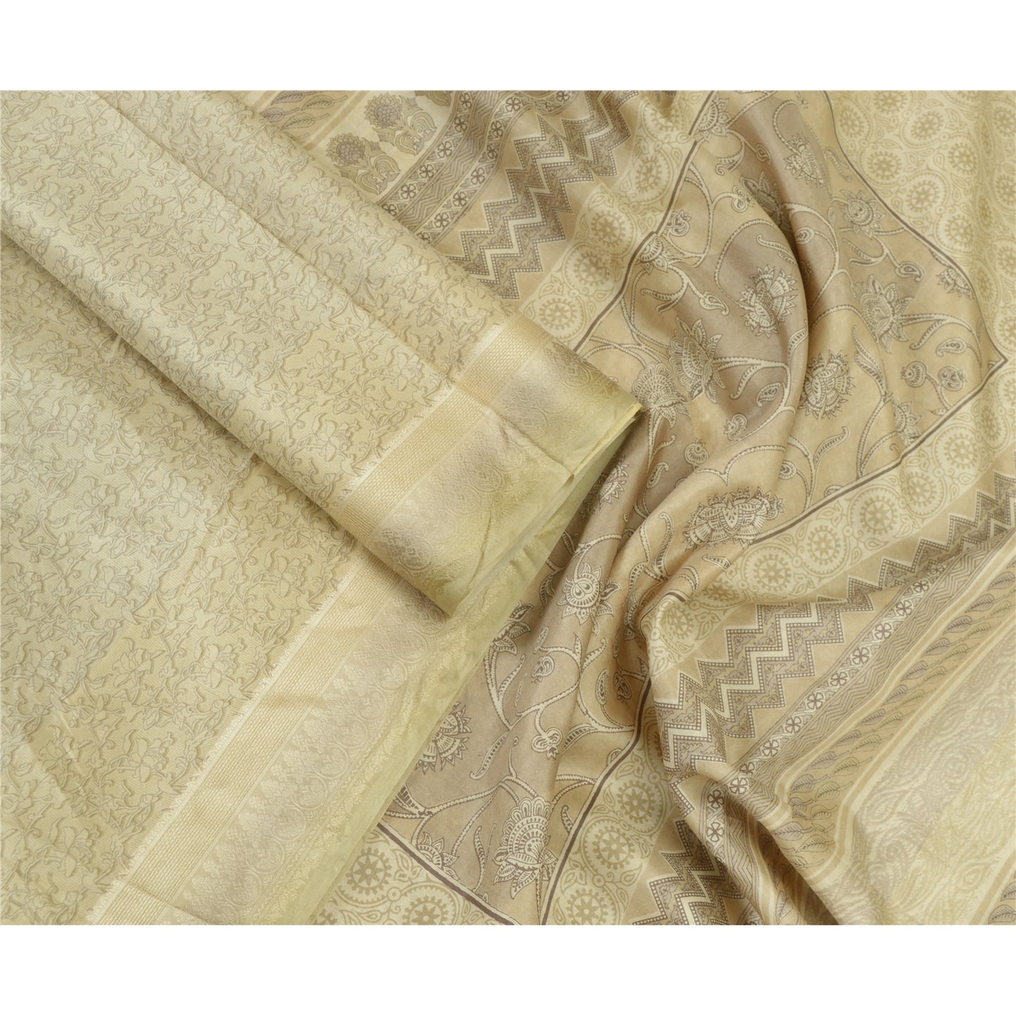 Sanskriti Vintage Sarees Pure Silk Quilting Felting Craft Fabric Printed Sari