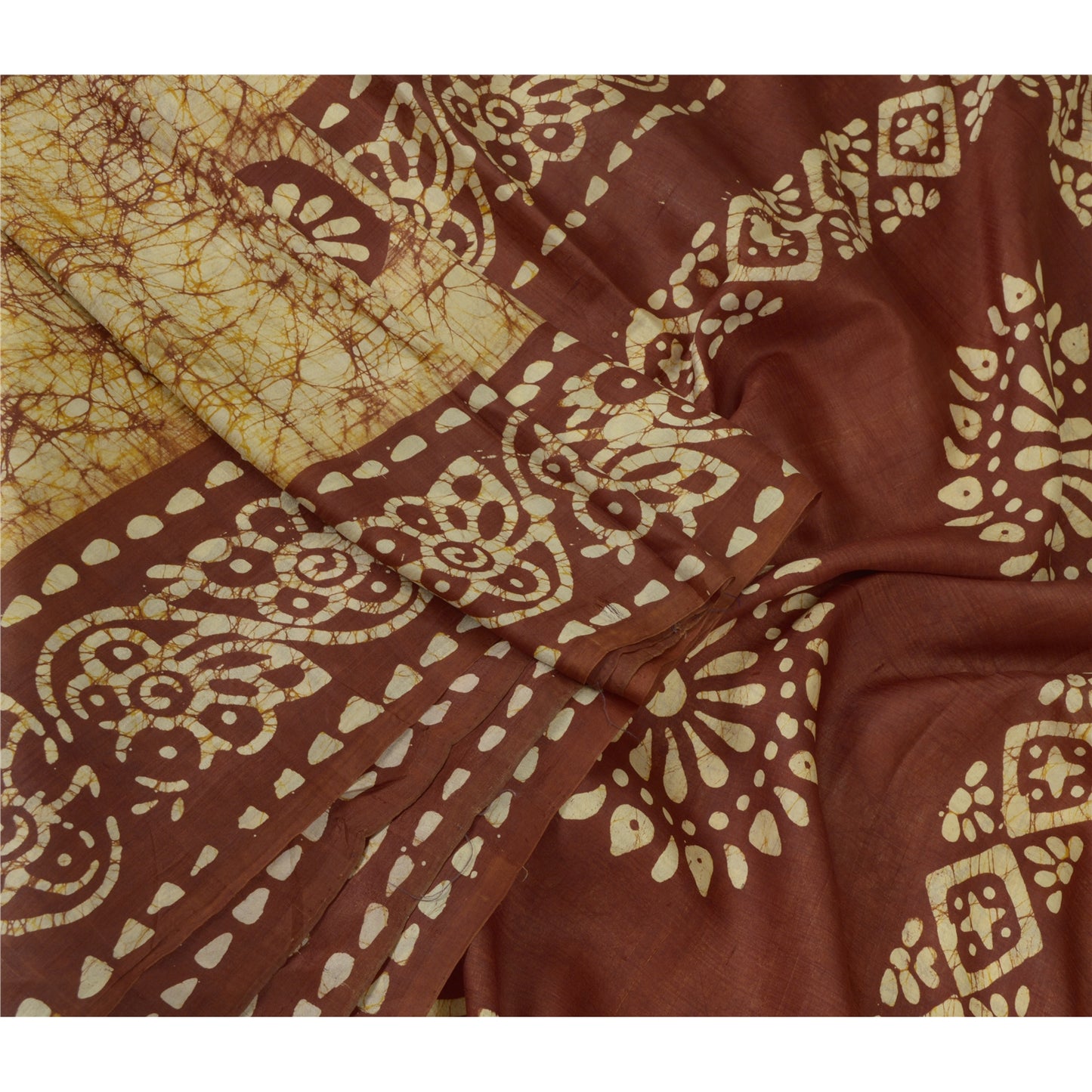 Sanskriti Vintage Sarees Quilting Felting Craft Fabric Batik 100% Pure Silk Sari