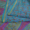 Sanskriti Vintage Blue Sarees Zari Border Pure Silk Printed Sari Craft Fabric