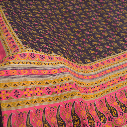 Sanskriti Vintage Sarees Indian Blue/Pink Pure Silk Printed Sari Craft Fabric