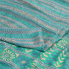 Sanskriti Vintage Sarees Sea-Green 100% Pure Silk Printed Sari 5yd Craft Fabric