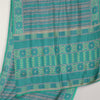 Sanskriti Vintage Sarees Sea-Green 100% Pure Silk Printed Sari 5yd Craft Fabric