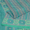 Sanskriti Vintage Sarees Sea-Green 100% Pure Silk Printed Sari 5yd Craft Fabric