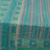 Sanskriti Vintage Sarees Sea-Green 100% Pure Silk Printed Sari 5yd Craft Fabric